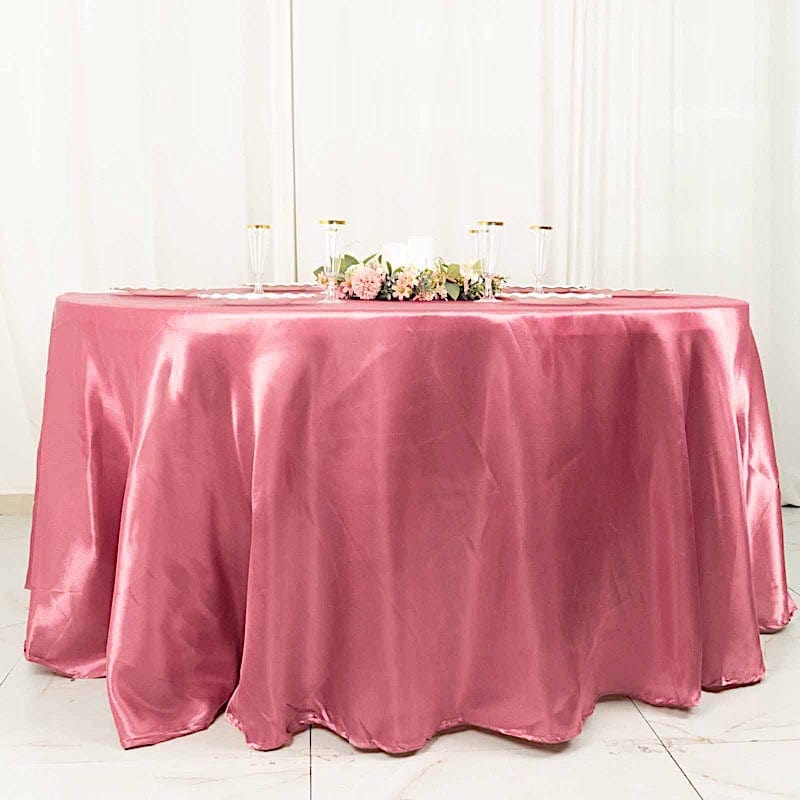 120" Satin Round Tablecloth Wedding Party Table Linens TAB_STN120_CRS