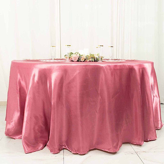 120" Satin Round Tablecloth Wedding Party Table Linens TAB_STN120_CRS