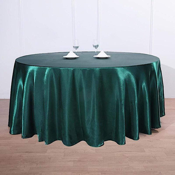 120" Satin Round Tablecloth Wedding Party Table Linens - Hunter Green TAB_STN120_HUNT
