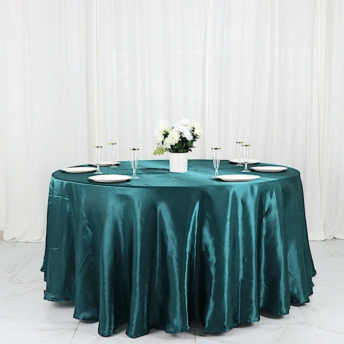 120" Satin Round Tablecloth Wedding Party Table Linens TAB_STN120_POCK