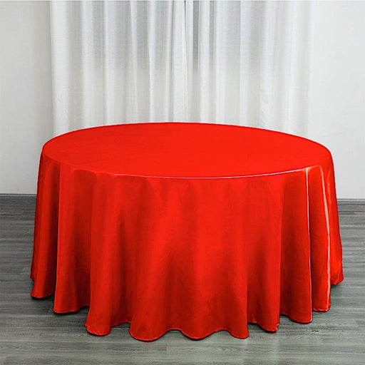 120" Satin Round Tablecloth Wedding Party Table Linens TAB_STN120_RED