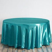 120" Satin Round Tablecloth Wedding Party Table Linens - Turquoise TAB_STN120_TURQ