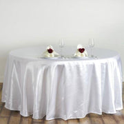 120" Satin Round Tablecloth Wedding Party Table Linens - White TAB_STN120_WHT