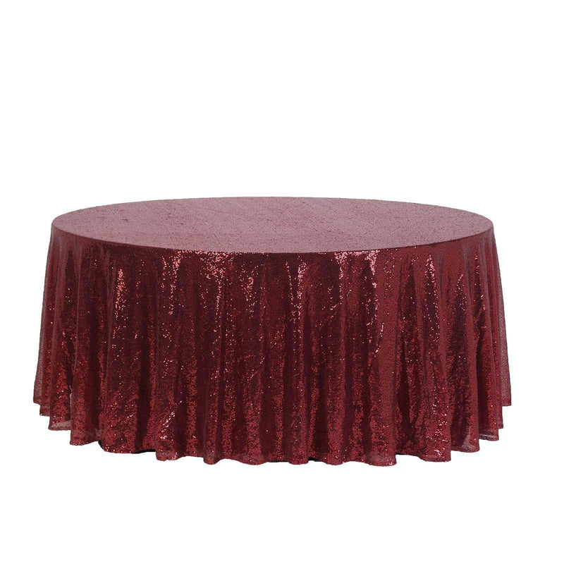 120" Sequined Round Tablecloth - Burgundy TAB_02_120_BURG