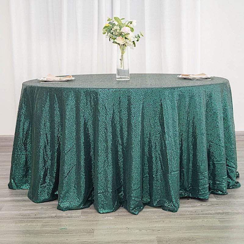 120" Sequined Round Tablecloth - Hunter Green TAB_02_120_HUNT
