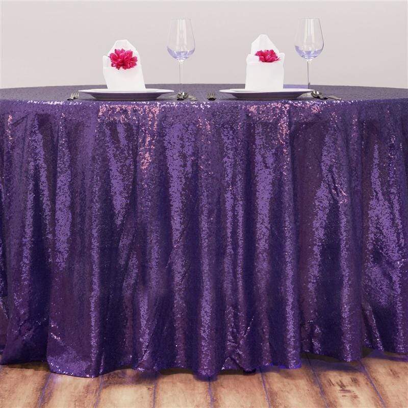 120" Sequined Round Tablecloth - Purple TAB_02_120_PURP