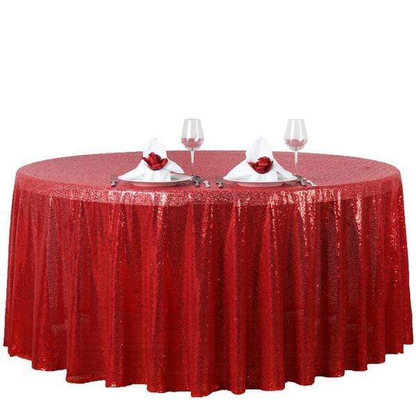 120" Sequined Round Tablecloth - Red TAB_02_120_017