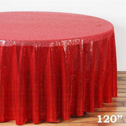 120" Sequined Round Tablecloth - Red TAB_02_120_017