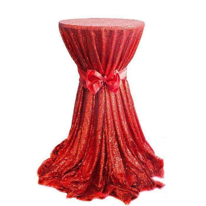 120" Sequined Round Tablecloth - Red TAB_02_120_017