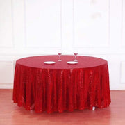 120" Sequined Round Tablecloth - Red TAB_02_120_017