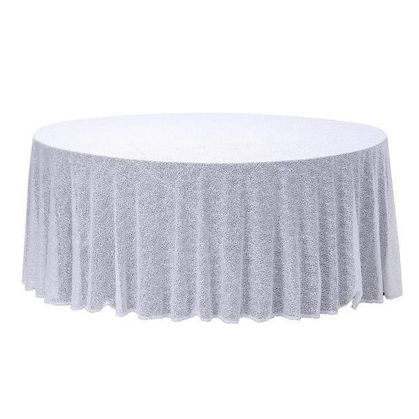 120" Sequined Round Tablecloth - White TAB_02_120_WHT