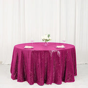 120" Sequined Round Tablecloth TAB_02_120_FUSH