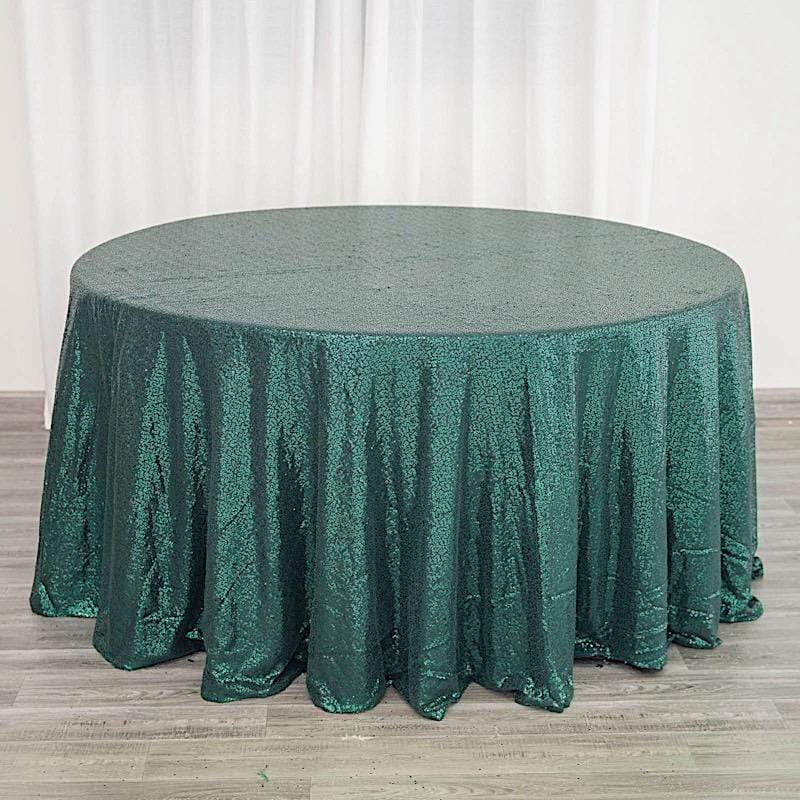 120" Sequined Round Tablecloth - Hunter Green TAB_02_120_HUNT
