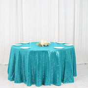 120" Sequined Round Tablecloth TAB_02_120_TURQ