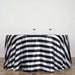 120" Stripes Satin Round Tablecloth - Black and White TAB_15_120_BLK
