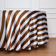 120" Stripes Satin Round Tablecloth - Gold and White TAB_15_120_GOLD