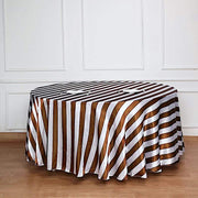 120" Stripes Satin Round Tablecloth - Gold and White TAB_15_120_GOLD