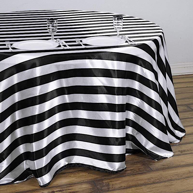 120" Stripes Satin Round Tablecloth