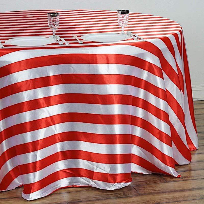 120" Stripes Satin Round Tablecloth