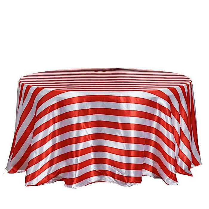 120" Stripes Satin Round Tablecloth TAB_15_120_RED