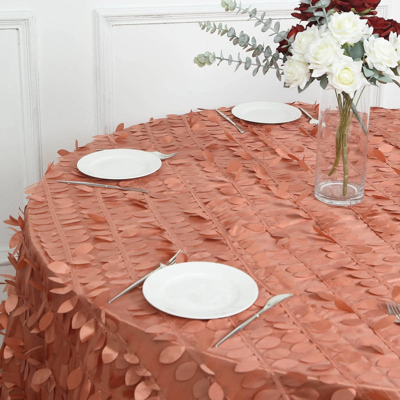 120" Taffeta Round Tablecloth with Leaf Petals Design