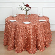 120" Taffeta Round Tablecloth with Leaf Petals Design