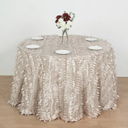 120" Taffeta Round Tablecloth with Leaf Petals Design - Green