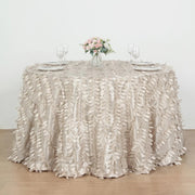 120" Taffeta Round Tablecloth with Leaf Petals Design - Green