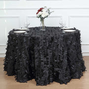 120" Taffeta Round Tablecloth with Leaf Petals Design - Green