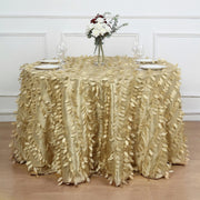 120" Taffeta Round Tablecloth with Leaf Petals Design - Green