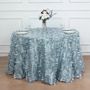 120" Taffeta Round Tablecloth with Leaf Petals Design - Green