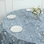 120" Taffeta Round Tablecloth with Leaf Petals Design - Green