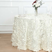 120" Taffeta Round Tablecloth with Leaf Petals Design - Green