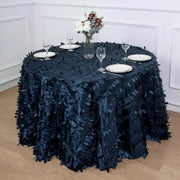 120" Taffeta Round Tablecloth with Leaf Petals Design - Green