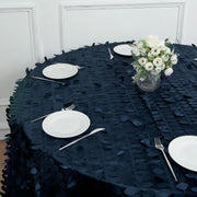 120" Taffeta Round Tablecloth with Leaf Petals Design - Green