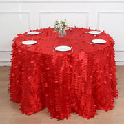 120" Taffeta Round Tablecloth with Leaf Petals Design - Green