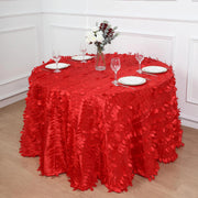 120" Taffeta Round Tablecloth with Leaf Petals Design - Green