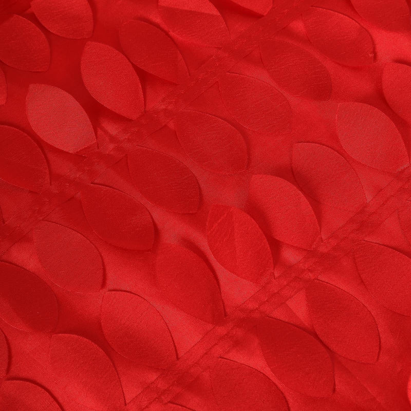 120" Taffeta Round Tablecloth with Leaf Petals Design - Green