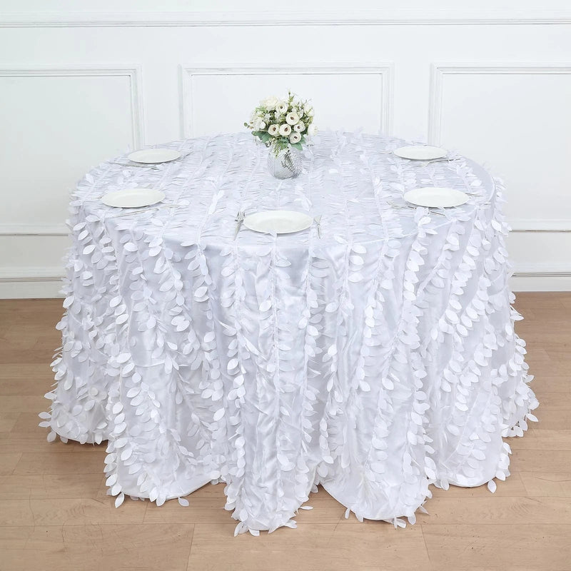 120" Taffeta Round Tablecloth with Leaf Petals Design - Green