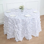 120" Taffeta Round Tablecloth with Leaf Petals Design - Green