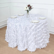 120" Taffeta Round Tablecloth with Leaf Petals Design - Green