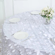 120" Taffeta Round Tablecloth with Leaf Petals Design - Green