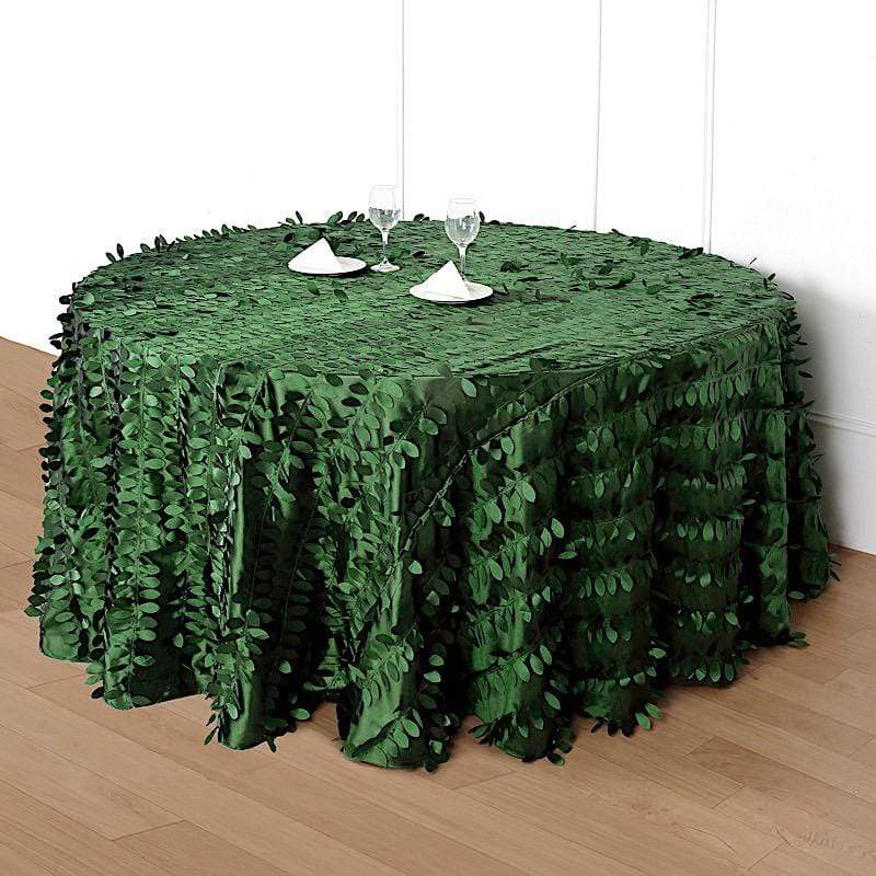 120" Taffeta Round Tablecloth with Leaf Petals Design - Green TAB_LEAF_120_GRN