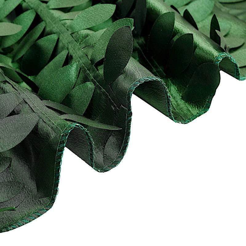 120" Taffeta Round Tablecloth with Leaf Petals Design - Green TAB_LEAF_120_GRN