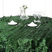 120" Taffeta Round Tablecloth with Leaf Petals Design - Green TAB_LEAF_120_GRN