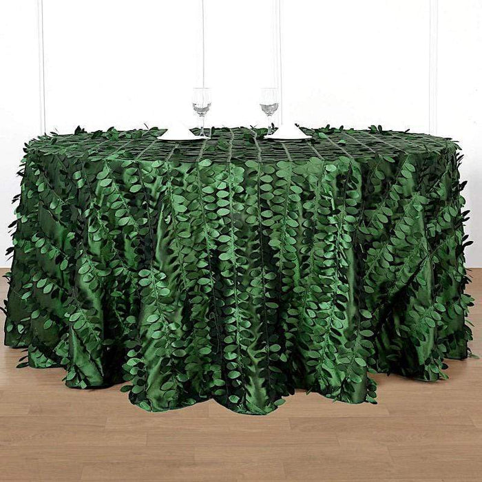 120" Taffeta Round Tablecloth with Leaf Petals Design - Green TAB_LEAF_120_GRN