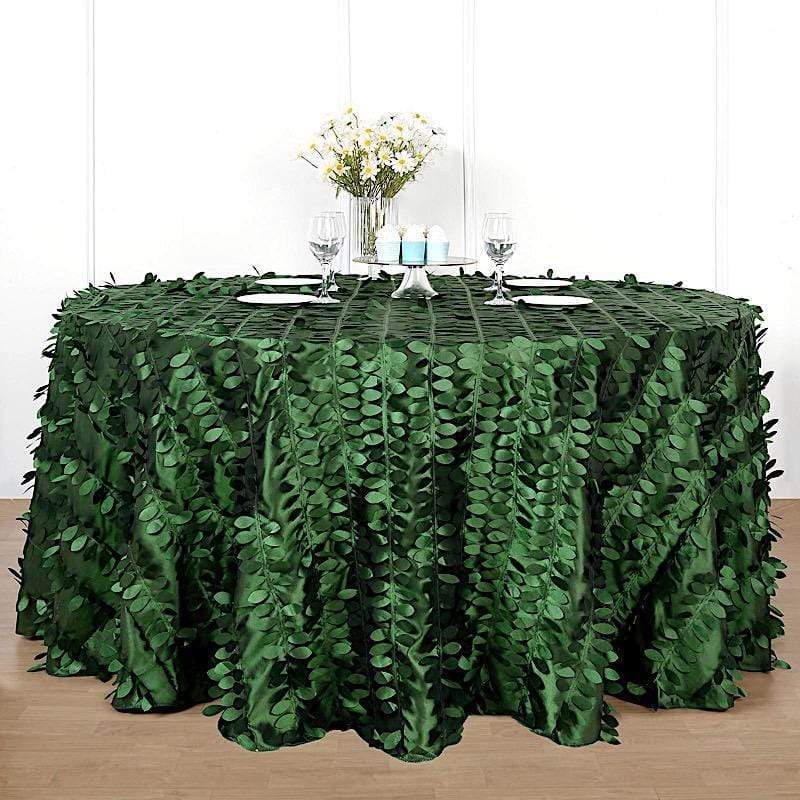 120" Taffeta Round Tablecloth with Leaf Petals Design - Green TAB_LEAF_120_GRN