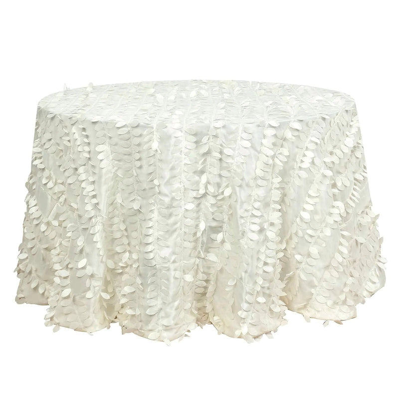 120" Taffeta Round Tablecloth with Leaf Petals Design - Green TAB_LEAF_120_IVR