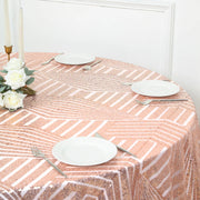 120" Tulle Round Tablecloth with Sequins and Geometric Pattern