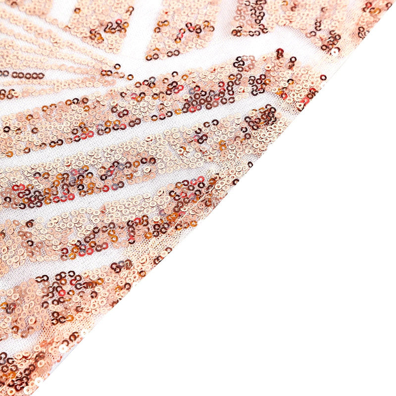 120" Tulle Round Tablecloth with Sequins and Geometric Pattern